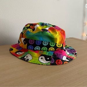 handmade psychedelic patchwork contrast stitch bucket hat